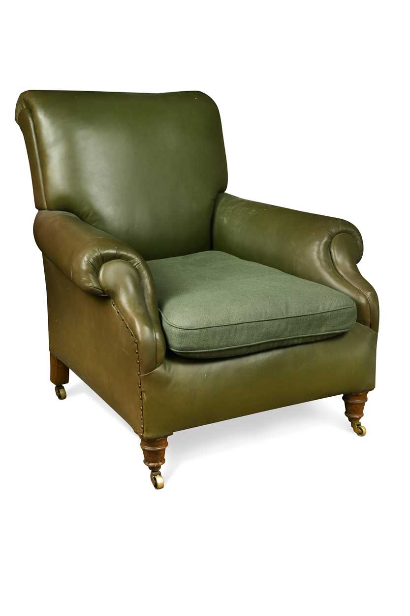 Lot 622 - A Edwardian leather upholstered armchair