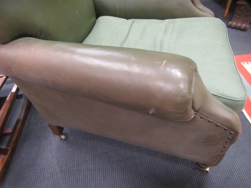 Lot 622 - A Edwardian leather upholstered armchair