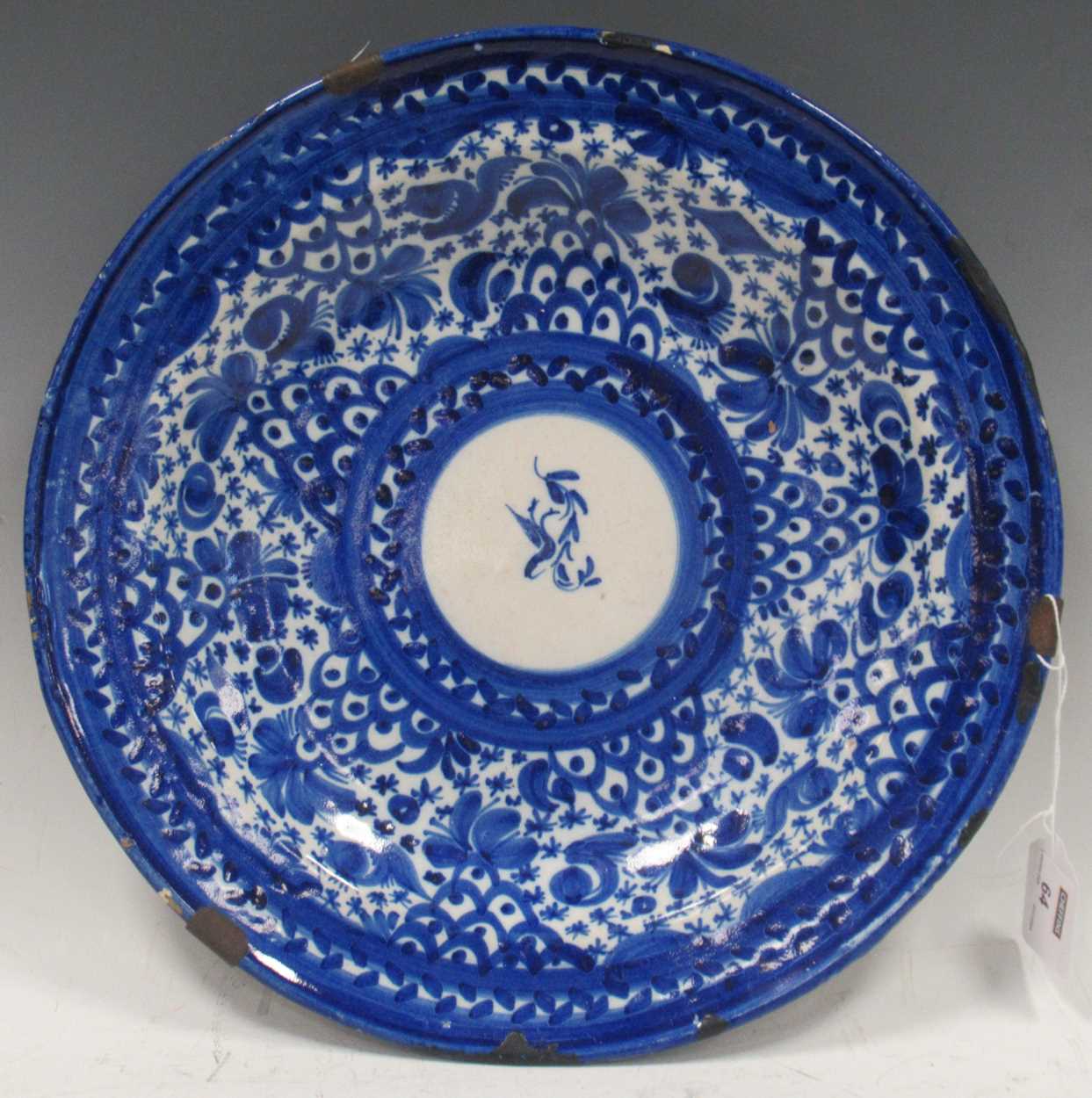 Lot 64 - An Italian faience pottery blue and white...