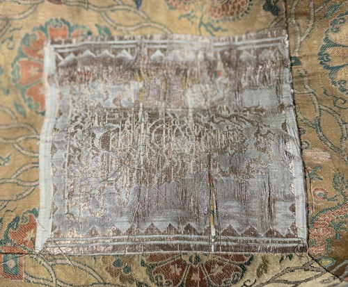 Lot 21 - A Chinese silk embroidered dragon panel, perhaps 17th or 18th century