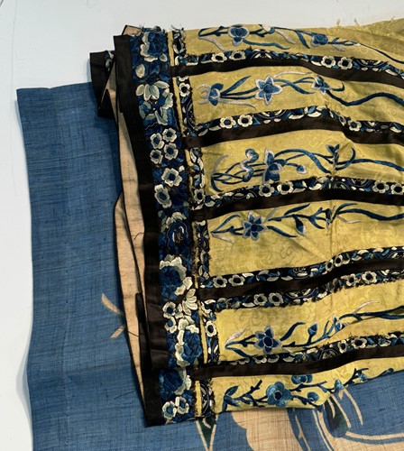 Lot 255 - A Chinese silk embroidered Manchu panel, late Qing Dynasty, circa 1890