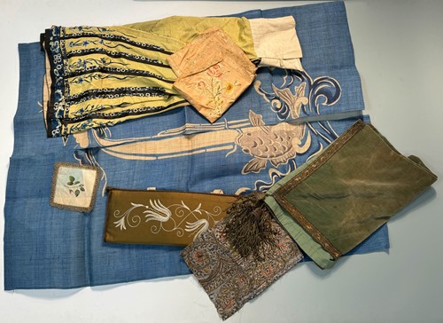 Lot 255 - A Chinese silk embroidered Manchu panel, late Qing Dynasty, circa 1890