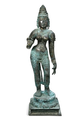 Lot 58 - A large Indian Chola style figure of Parvati (Uma)