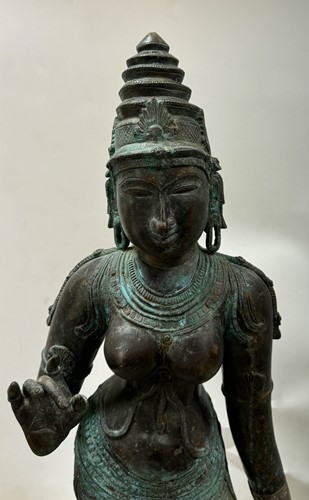 Lot 58 - A large Indian Chola style figure of Parvati (Uma)