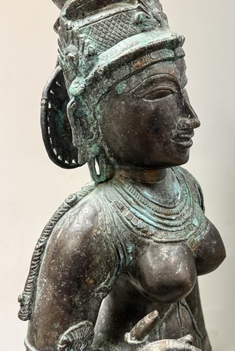 Lot 58 - A large Indian Chola style figure of Parvati (Uma)