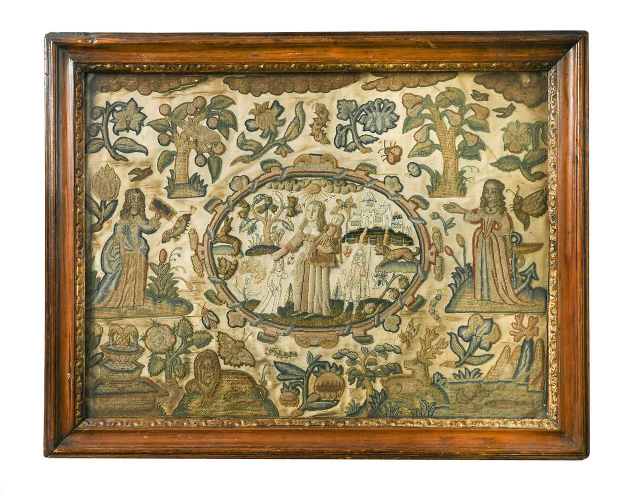 Lot 287 - A stumpwork picture, 17th century,
