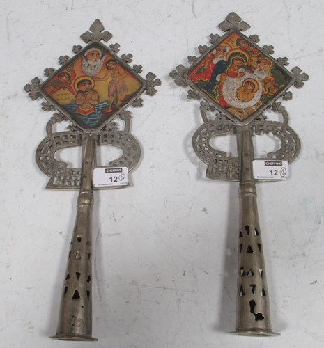 Lot 12 - Matched pair of Ethiopian Orthodox blessing...