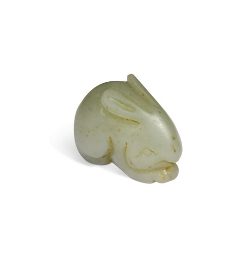 Lot 30 - A Chinese carved jade small crouched hare, late Qing Dynasty