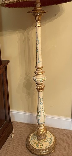 Lot 472 - A white and gilt decorated standard lamp,...