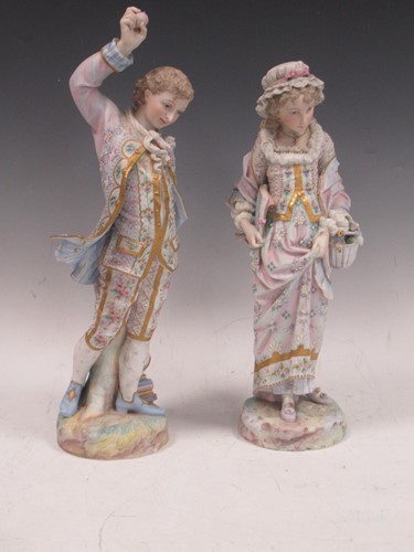 Lot 21 - A pair of French bisque porcelain figures by...