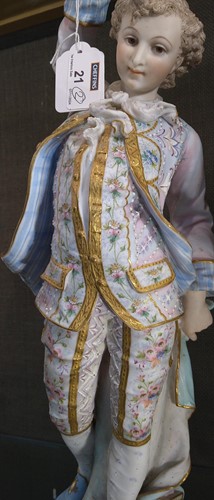 Lot 21 - A pair of French bisque porcelain figures by...