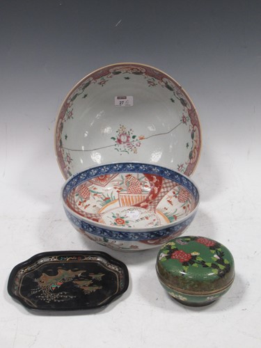 Lot 27 - A circular lidded box in cloisonne, the...