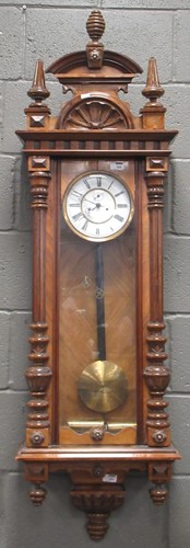 Lot 103 - A 19th century walnut Vienna wall clock, of...