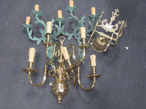 Lot 84 - A pair of Italian verdigris finish...