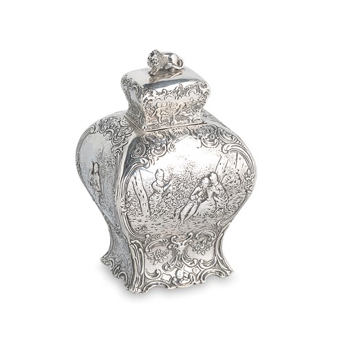 Lot 399 - A late 19th century German metalwares silver tea caddy