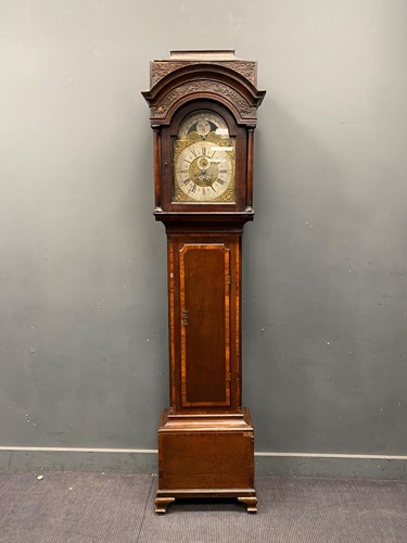 Lot 395 - A late 18th century oak longcase clock with...