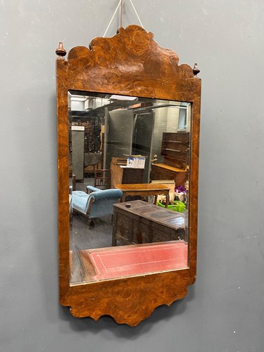 Lot 444 - A 19th century walnut fretwork wall mirror...