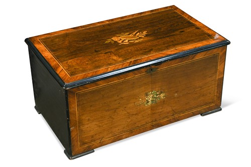 Lot 252 - A Swiss rosewood and inlaid musical box, 19th century