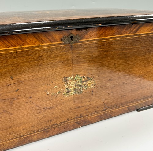 Lot 588 - A Swiss rosewood and inlaid musical box, 19th century