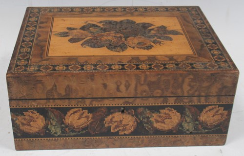 Lot 56 - A 19th century tunbridge ware box, the top...