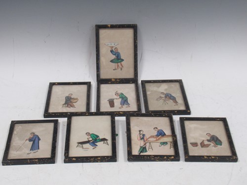 Lot 111 - A set of eight Chinese on rice paper, circa...