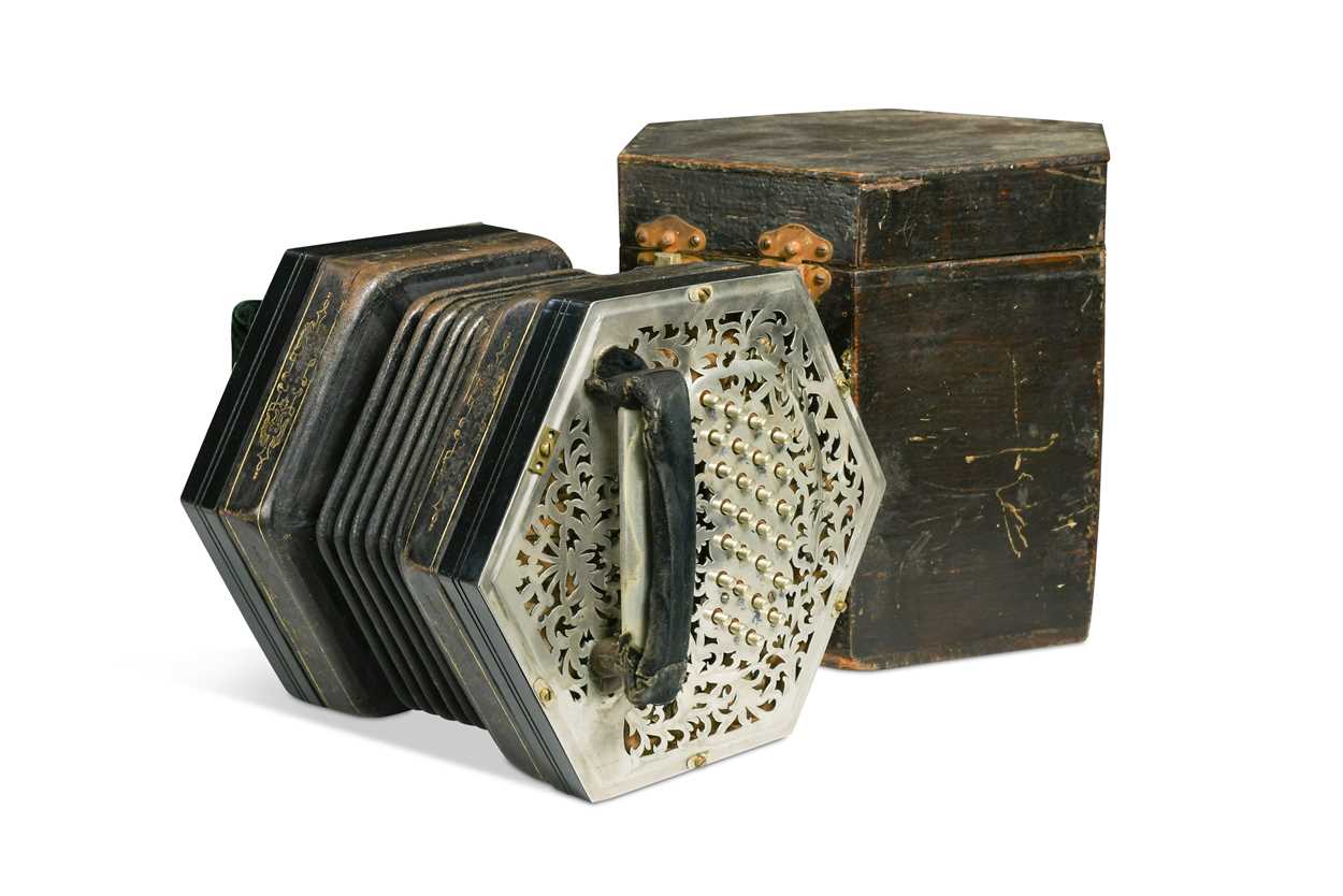 Lot 587 - Jeffries Bros., a fifty-eight key Duet concertina, late 19th or early 20th century