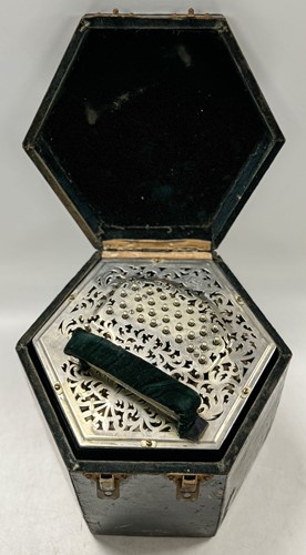 Lot 587 - Jeffries Bros., a fifty-eight key Duet concertina, late 19th or early 20th century