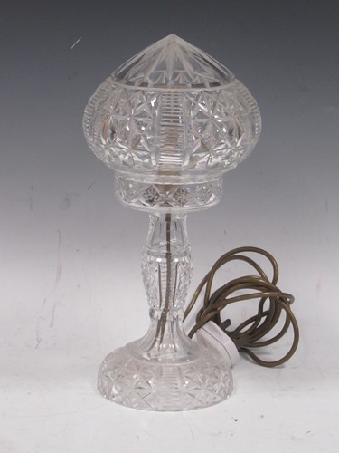 Lot 25 - A cut glass table lamp, early 20th century