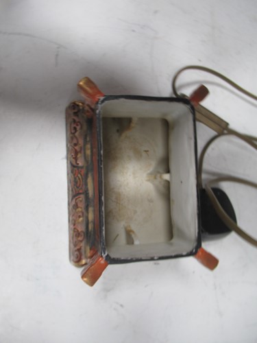 Lot 5 - A china table lamp, modelled as a frog seated...