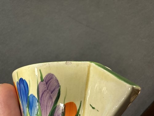 Lot 33 - A Clarice Cliff 'Crocus' pattern conical tea-for-two set