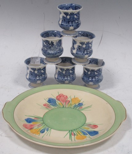 Lot 4 - A Clarice Cliff Spring Crocus pattern platter;...