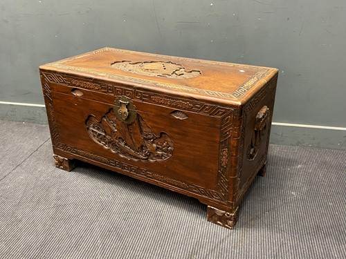 Lot 384 - A Chinese camphor wood chest circa 1900,...