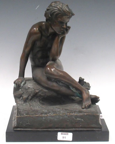 Lot 91 - A modern bronze figure of a female nude, 37cm...