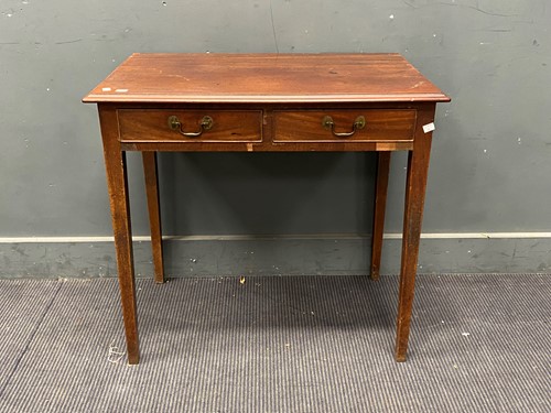 Lot 371 - A mahogany side table with two drawers on...