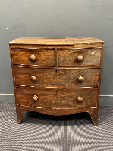 Lot 672 - A 19th century bow front chest of drawers, two...
