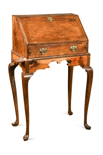 Lot 318 - A yew wood writing bureau, 18th century and later