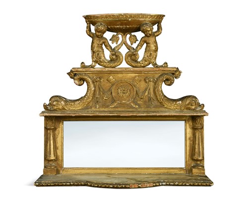 Lot 306 - A Continental giltwood wall mirror, 19th century