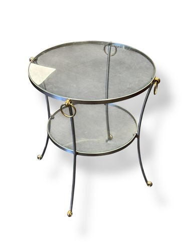 Lot 617 - A modern brushed steel and brass framed two...