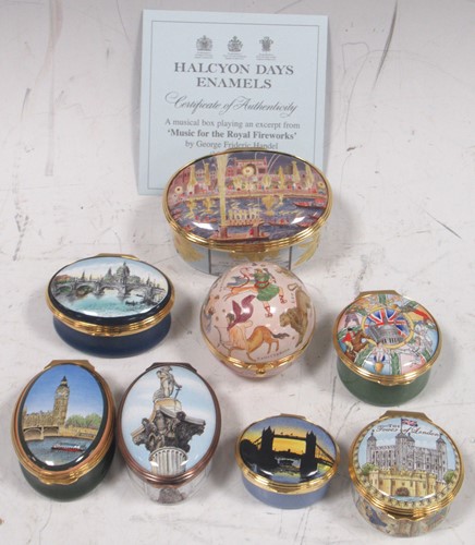 Lot 119 - Halcyon Days Enamels - A musical Box depicting...