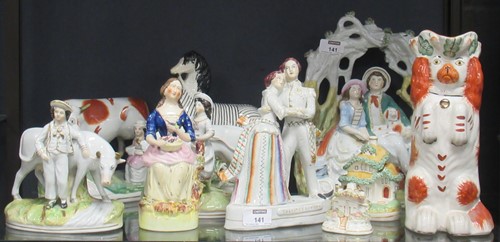 Lot 141 - A collection of Staffordshire and other...