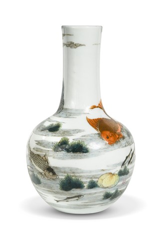 Lot 44 - A Chinese porcelain fish vase, Republic period