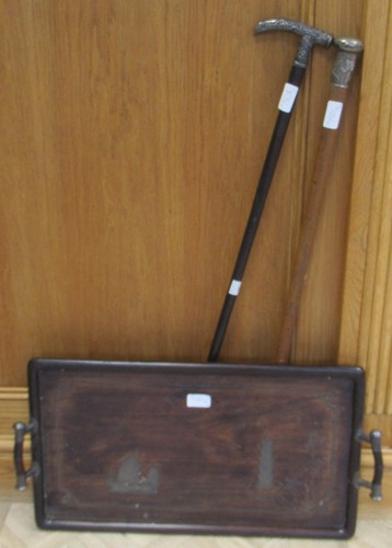 Lot 150A - An early 20th century Chinese hard wood tray...
