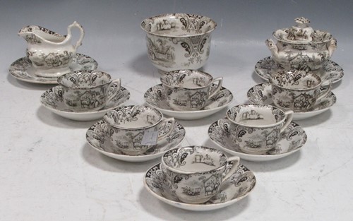 Lot 16 - A Victorian child's part teaset, girl feeding...