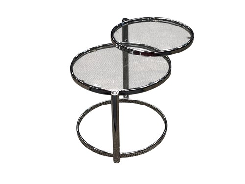 Lot 695 - An Italian chrome and glass table, the...