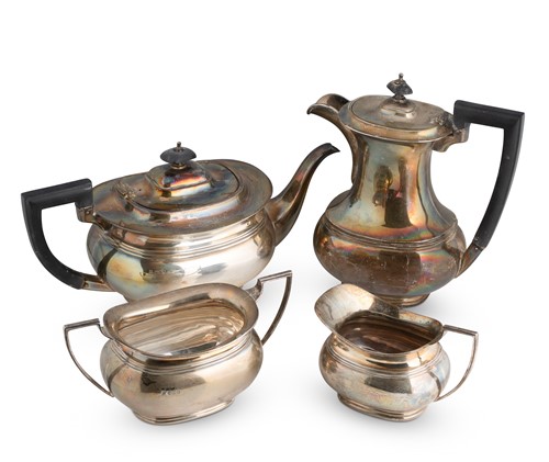 Lot 545 - An Edward VIII silver 4-piece tea set