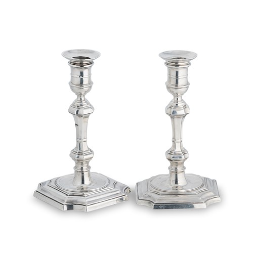Lot 497 - A pair of Victorian silver candlesticks