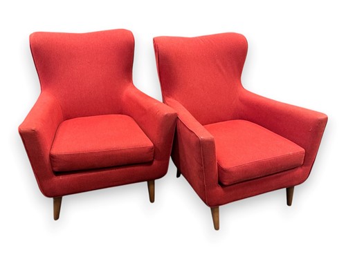 Lot 773 - A pair of John Lewis red upholstered armchairs,...
