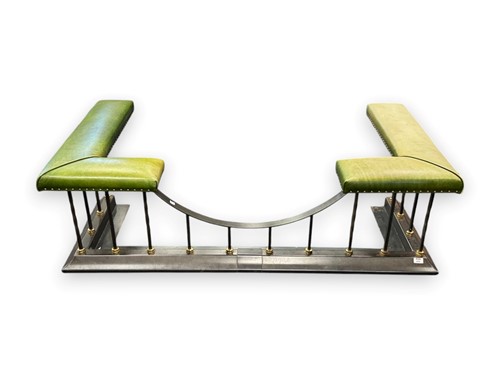 Lot 609 - A modern green leather studded club fender, 47...