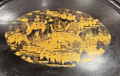 Lot 542 - A Regency papier-mache oval tray