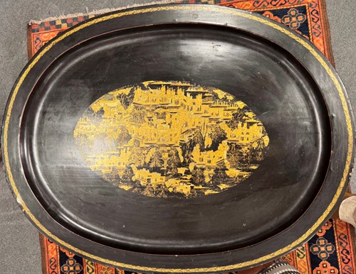Lot 542 - A Regency papier-mache oval tray